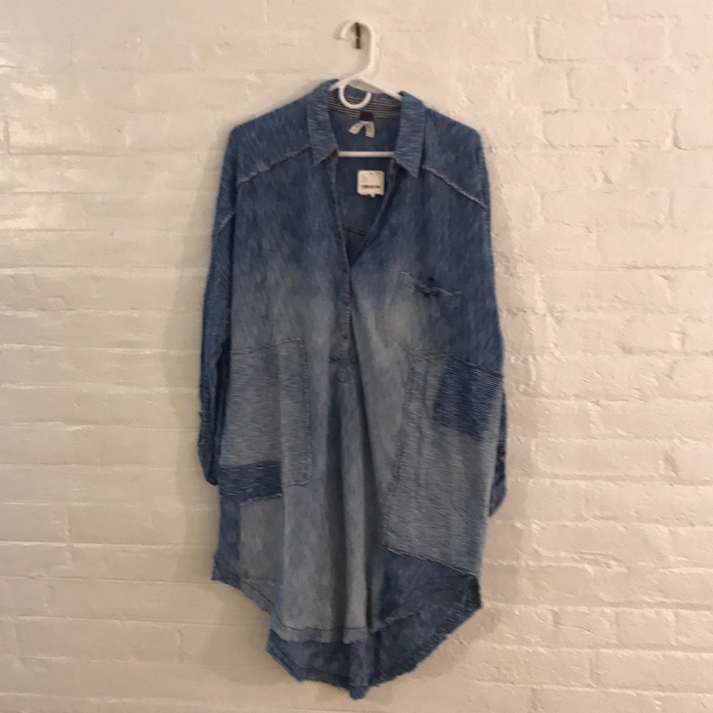 Free People Knit Tunic with Denim Look